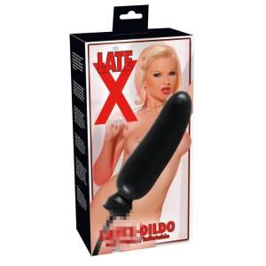 The Late X Collection - Latex Opblaasbare Dildo - Handpomp met Ventiel - Zwart