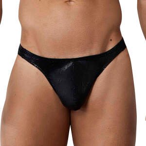 Clever Moda - Brilliant Thong - String - Glimmend Slangen Print - Zwart