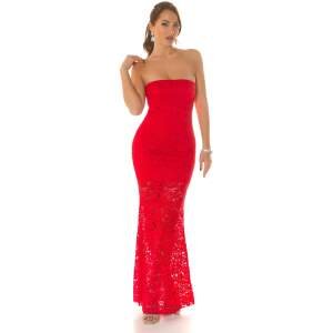 Koucla - Avond Jurk - Strapless - Kant - Rood
