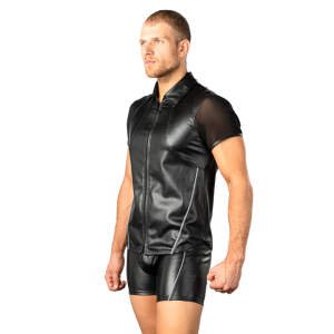 Benno Von Stein - Temyto Shirt - Geperforeerd - PU-Leer - Zwart