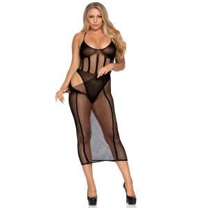 Leg Avenue - Body met Rok - Visnet - 2-delig - Zwart
