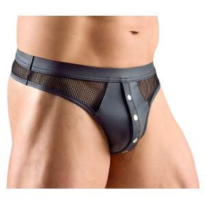 Svenjoyment Underwear - String - Studs op Gulp - Visnet - Wetlook - Zwart