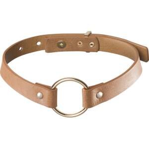 bruine leren choker met ring